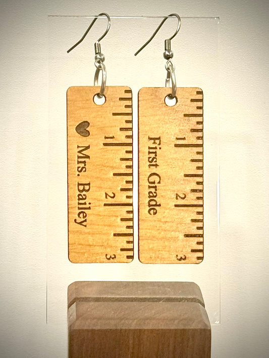 Personalized Teacher Ruler Earrings