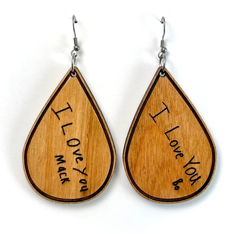 Custom "I Love You" Handwriting Earrings
