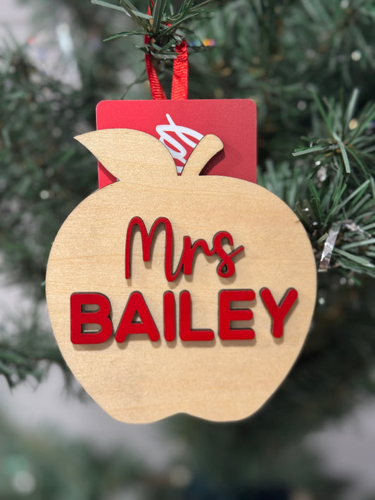 Personalized Teacher Gift Card Holder Ornament