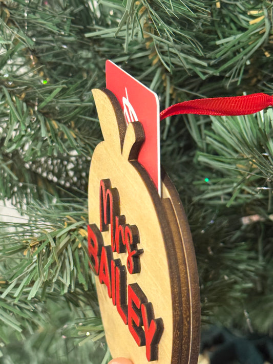 Personalized Teacher Gift Card Holder Ornament