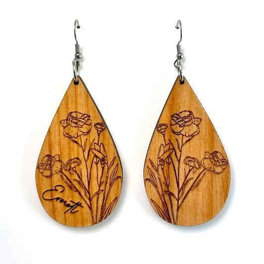 Birth Flower Teardrop Earrings